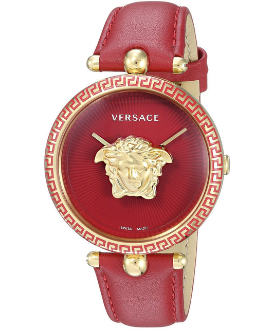 Versace Palazzo Empire Red Dial Red Leather Strap Watch for Women - VCO120017
