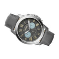 Fossil Grant Chronograph Gunmetal Dial Grey Leather Strap Watch for Men - FS5183