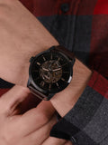 Fossil Townsman Automatic Black Dial Brown Leather Strap Watch for Men - ME3155