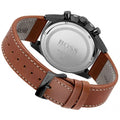 Hugo Boss Pilot Chronograph Black Dial Brown Leather Strap Watch for Men - 1513851