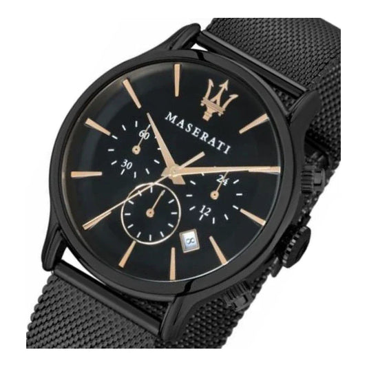 Maserati Epoca 42mm Black Dial Black Mesh Bracelet Watch For Men - R8873618006