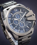 Diesel Mega Chief Chronograph Blue Dial Black Stainless Steel Watch For Men - DZ4329