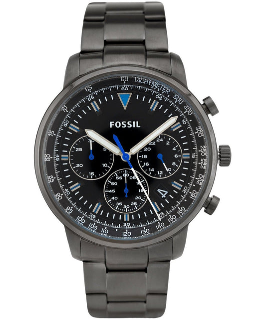 Fossil Goodwin Chronograph Analog Black Dial Black Steel Strap Watch for Men - FS5518