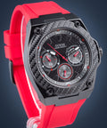 Guess Legacy Black Dial Red Silicone Strap Watch for Men - W1049G6