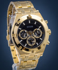 Guess Continental Black Dial Gold Steel Strap Watch for Men - GW0260G2