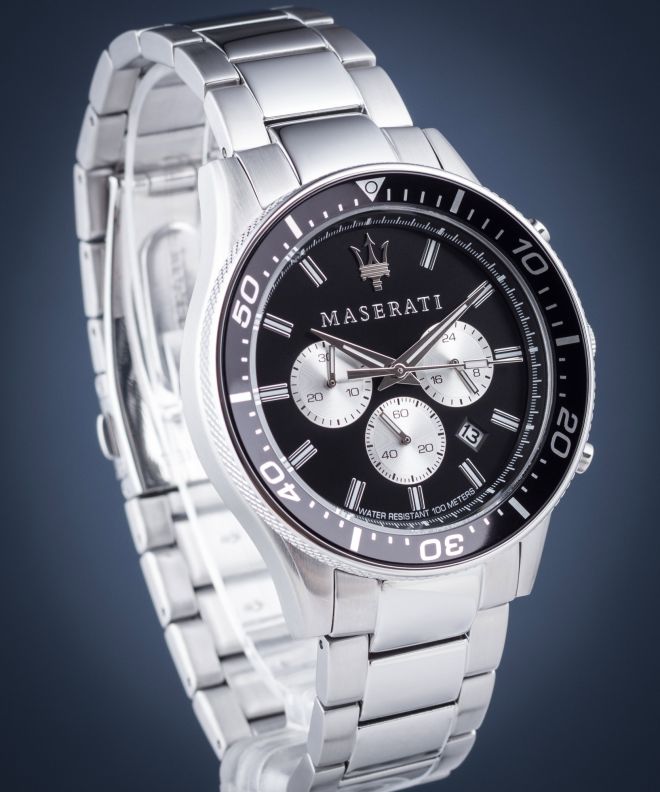 Maserati SFIDA Chronograph Quartz Black Dial Watch For Men - R8873640004