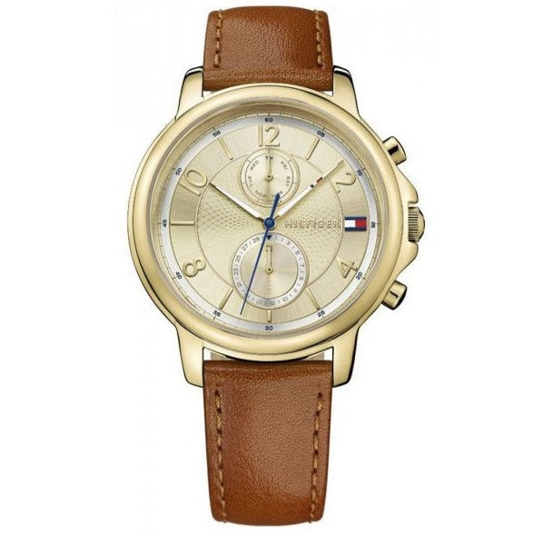 Tommy Hilfiger Claudia Rose Gold Dial Brown Leather Strap Watch for Women - 1781818