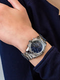 Guess Confetti Diamonds Blue Dial Silver Steel Strap Watch for Women - W0774L6