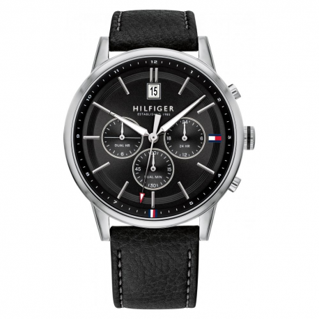 Tommy Hilfiger Kyle Quartz Black Dial Black Leather Strap Watch for Men - 1791630