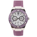 Guess Limelight Quartz Silver Dial Purple Leather Strap Watch For Women - W0775L6