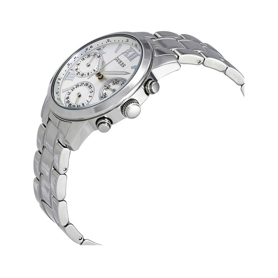 Guess Mini Sunrise Silver Dial Silver Steel Strap Watch For Women - W0448L1